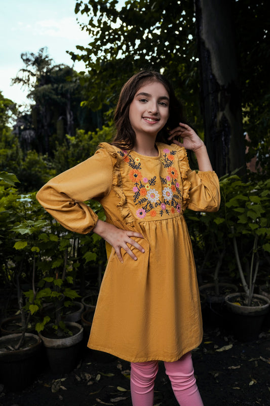 Lily Yellow Corduroy Emb Top - Lily